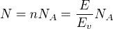 $N=nN_A=\frac E{E_v}N_A$