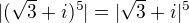 $|(\sqrt{3}+i)^{5}|=|\sqrt{3}+i|^5$
