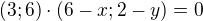 $(3;6)\cdot(6-x;2-y)=0$