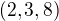 $(2,3,8)$