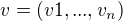 $v = (v1, ..., v_n)$