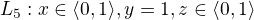 $L_{5}:x\in \langle0,1\rangle, y=1, z\in \langle0,1\rangle$