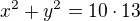 $x^{2}+y^{2}=10\cdot 13$
