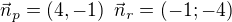 kopírovat do textarea $\vec{n}_p=(4,-1)\enspace \vec{n}_r=(-1; -4)$