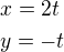 kopírovat do textarea $x=2t\nly=-t$