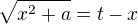 kopírovat do textarea $\sqrt{x^2+a}=t-x$