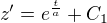 $z^\prime=e^{\frac{t}{a}}+C_1$