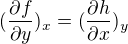 $(\frac{\partial f }{\partial y})_{x}=(\frac{\partial h}{\partial x})_{y}$