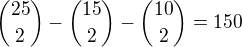 ${25\choose 2}-{15\choose 2}-{10\choose 2}=150$