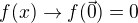 $f(x) \to f(\vec{0}) = 0$