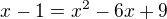 kopírovat do textarea $x-1=x^2-6x+9$