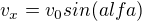 $v_x=v_0sin(alfa)$
