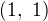 $\left( 1,\ 1 \right)$