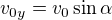 $v_{0y}=v_0\sin\alpha$