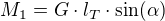 $M_1=G \cdot l_T \cdot \sin (\alpha)$