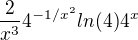 $\frac{2}{x^3} 4^{-1/x^2} ln(4) 4^x$