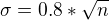 $\sigma = 0.8*\sqrt{n}$