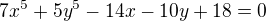 $7x^{5}+5y^{5}-14x-10y+18=0$