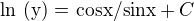 kopírovat do textarea $\text{ln (y) = cosx/sinx}+C$