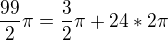 kopírovat do textarea $\frac{99}{2}\pi =\frac{3}{2}\pi +24*2\pi$