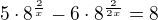 $5\cdot8^{\frac2x}-6\cdot8^{\frac2{2x}}=8$
