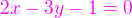 $\color{magenta}2x-3y-1=0$