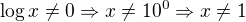 $\log x \ne 0 \Rightarrow x\ne 10^0 \Rightarrow x\ne 1$