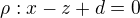 $\rho:x-z+d=0$