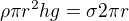 $\rho \pi r^2 h g =\sigma 2\pi r$