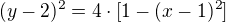$(y-2)^2=4\cdot[1-(x-1)^2]$