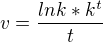 $v=\frac{lnk* k^{t}}{t}$