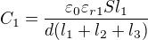 $C_1=\frac{\varepsilon_0\varepsilon_{r1} Sl_1}{d(l_1+l_2+l_3)}$