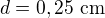$d=0,25\text{ cm}$