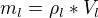 $m_l=\rho_l*V_l$