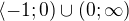 $\langle-1;0) \cup (0;\infty )$