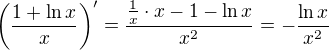$\(\frac{1+\ln x}{x}\)^{\prime} =\frac{\frac{1}{x}\cdot x-1-\ln x}{x^2}=-\frac{\ln x}{x^2}$