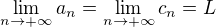 $\lim_{n \to +\infty} a_n = \lim_{n \to +\infty} c_n = L$