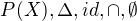 $P(X),\Delta,id,\cap,\emptyset$