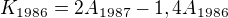 $K_{1986} = 2A_{1987} - 1,4A_{1986}$