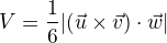 kopírovat do textarea $V=\frac{1}{6}|(\vec{u} \times \vec{v})\cdot \vec{w}|$