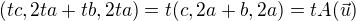 $ (tc, 2ta+tb, 2ta) = t(c, 2a+b, 2a) = tA(\vec{u})$