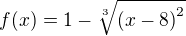 $f(x) = 1- \sqrt[3]{{(x-8)}^2}$