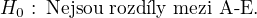 $H_0:\:\text{Nejsou rozd�ly mezi A-E.}$
