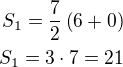 $S_1=\frac{7}{2}\left(6+0\right)\\S_1=3\cdot 7=21$