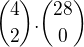 ${4\choose 2}.{28\choose 0}$