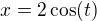 $x=2\cos (t)$