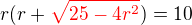 $r(r + \color{red}\sqrt{25 - 4r^2}\color{black}) = 10$