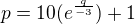 $p=10(e^{\frac{q}{-3}})+1$