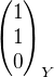 kopírovat do textarea $\begin{pmatrix} 1 \\ 1 \\ 0 \end{pmatrix}_Y $