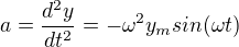kopírovat do textarea $a=\frac{d^{2}y}{dt^{2}}=-\omega ^{2}y_{m}sin(\omega t)$